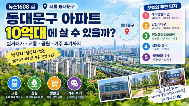 동대문구 10억대 아파트 실거래가와 청량리·답십리·전농 생활권