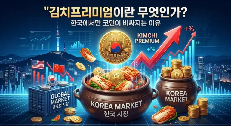 김치프리미엄 국내와 해외 코인 가격 차이 비교 그래픽