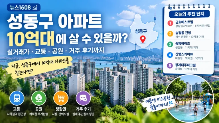 성동구 10억대 아파트 금호베스트빌과 주요 아파트 실거래가 비교