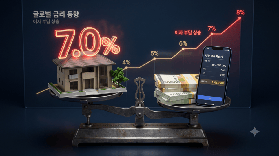 기준금리 3%인데 주담대 금리 7%인 이유… 4억 대출 1%p 인상 시 이자 변화
