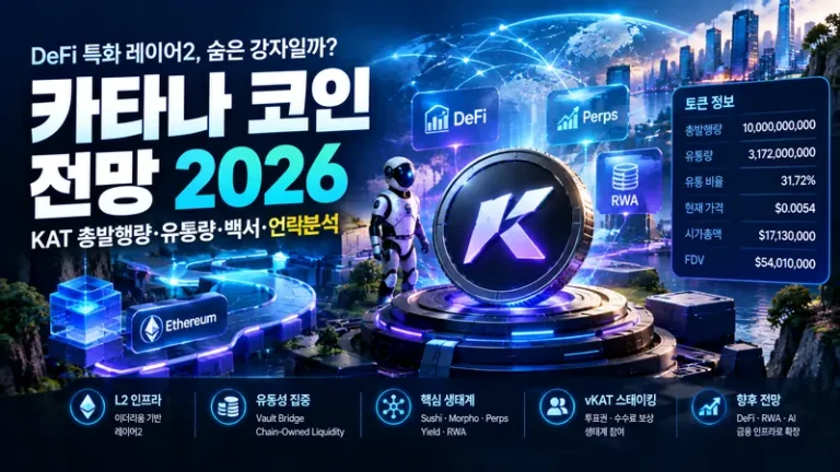 카타나 코인 전망 2026 KAT 총발행량 유통량 언락 DeFi 분석