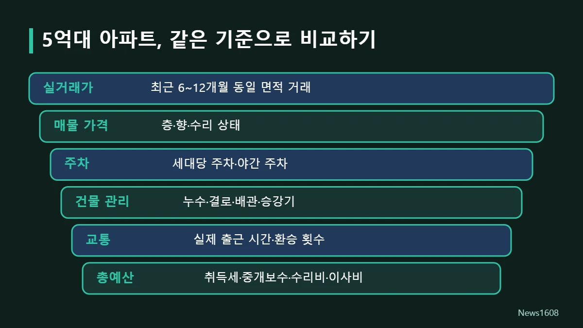 5억대 아파트 비교 기준 6가지