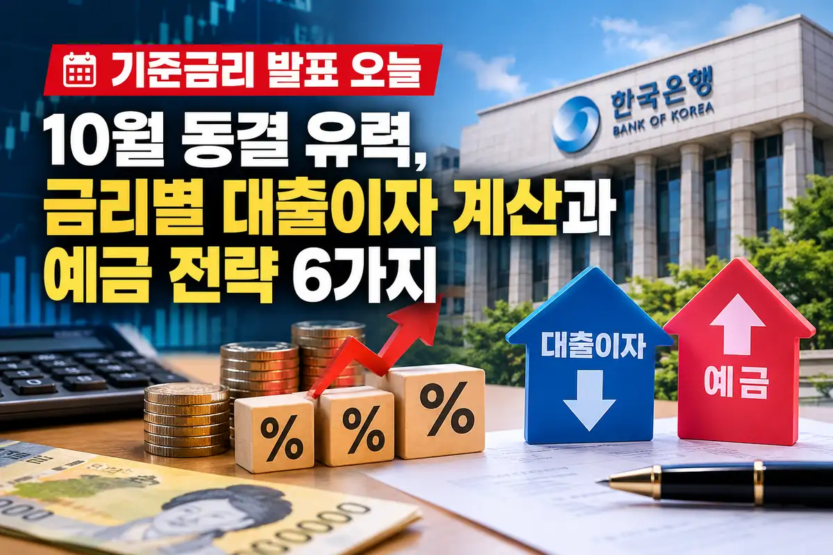 10월 기준금리 발표 동결 유력 대출이자 계산 예금 전략
