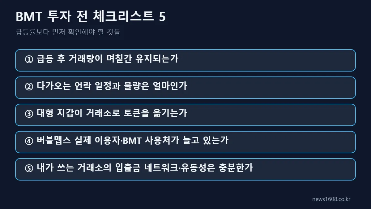 버블맵스 코인 전망 - BMT 투자 전 체크리스트 5가지