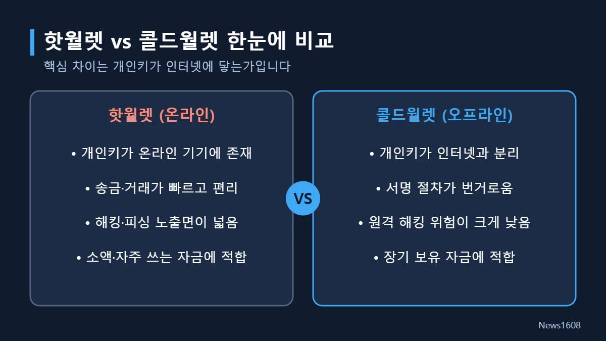콜드월렛 핫월렛 차이 비교표