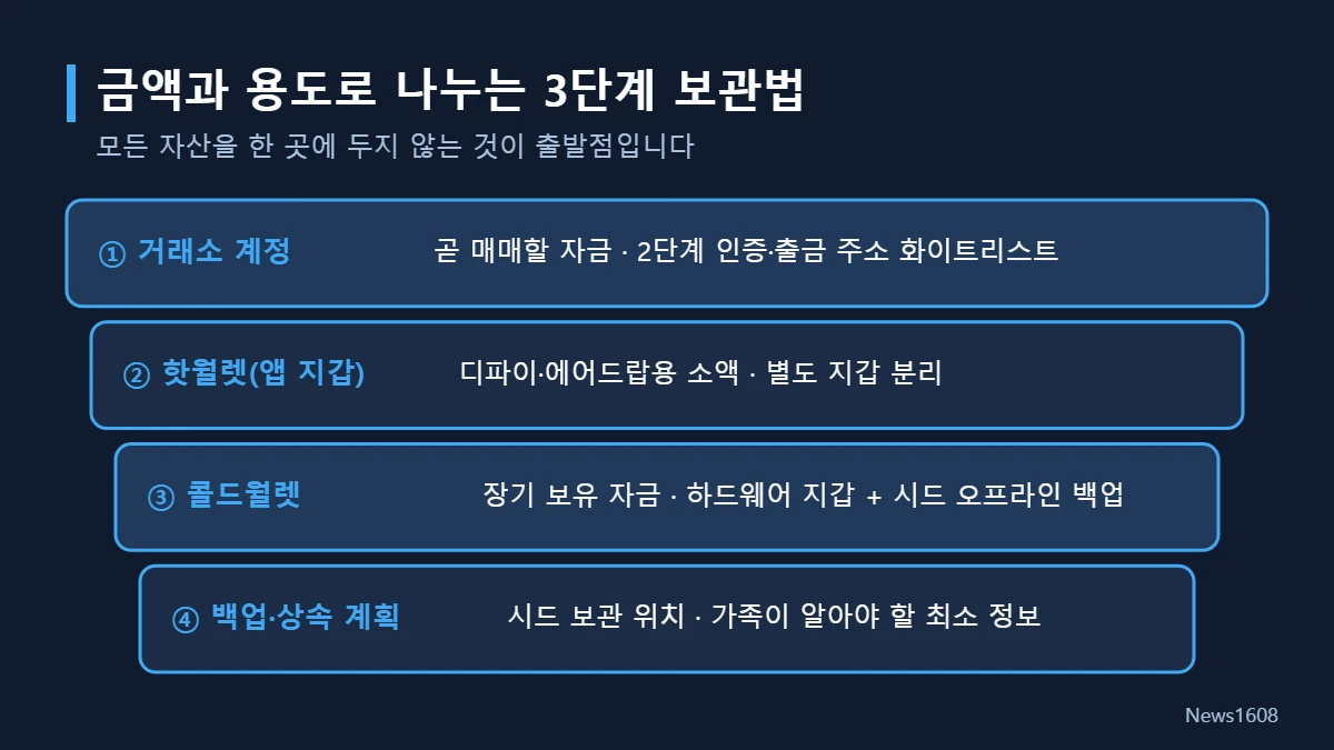 코인 보관 3단계 전략 다이어그램