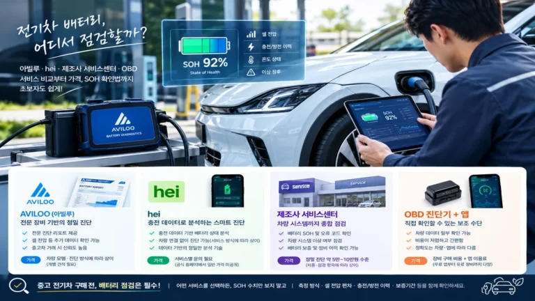전기차 배터리 진단 어디가 좋을까 AVILOO hei 비포 제조사 OBD 비교