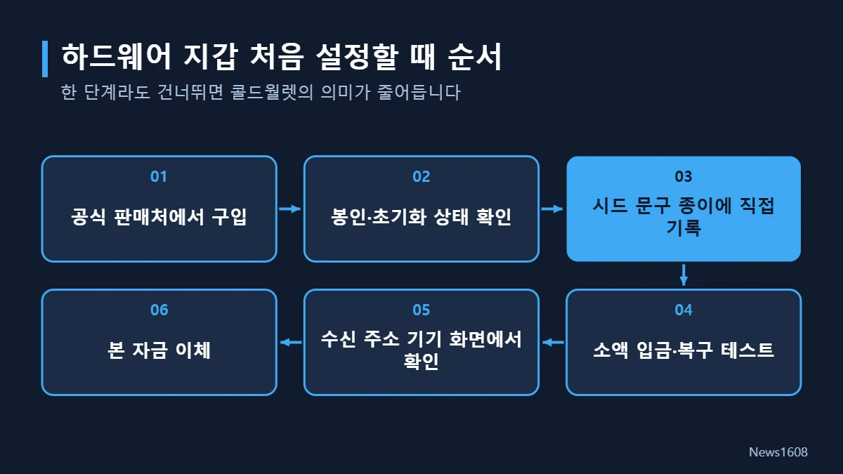 하드웨어 지갑 설정 순서 흐름도