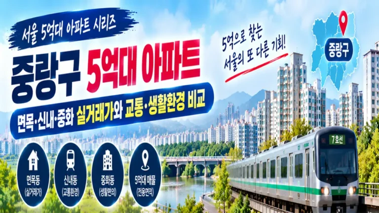 중랑구 5억대 아파트 면목 신내 중화 실거래가 비교