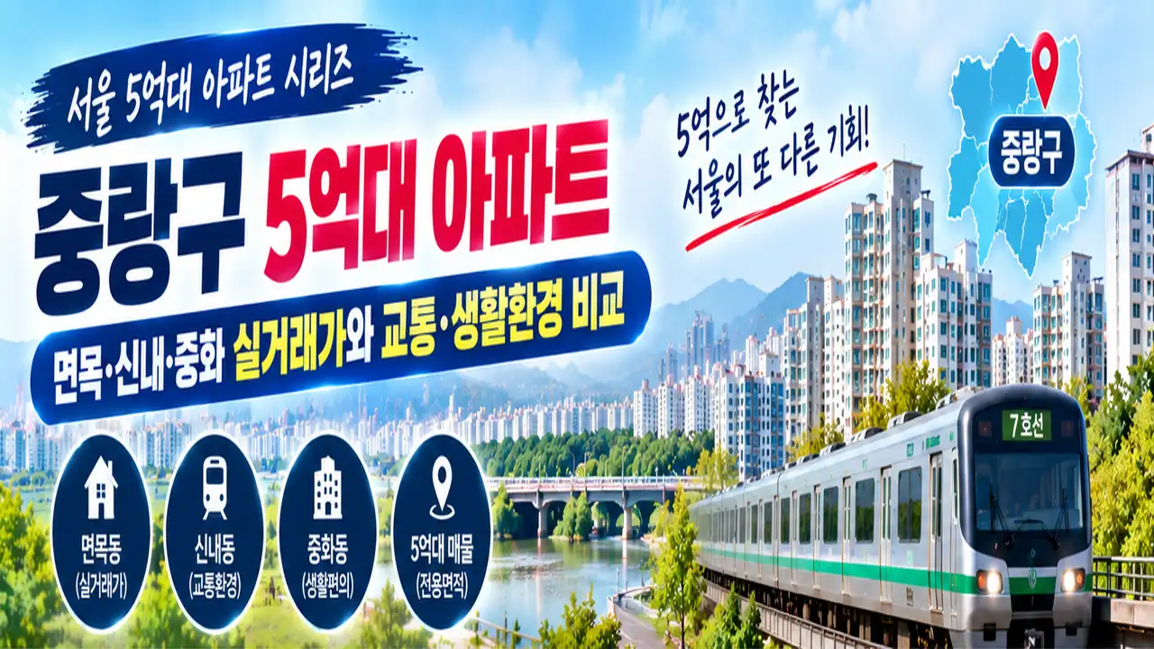 중랑구 5억대 아파트 면목 신내 중화 실거래가 비교