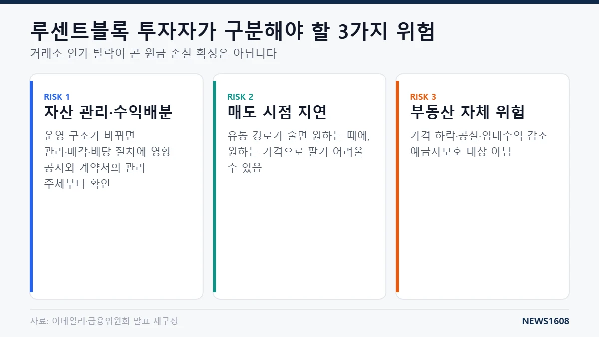 루센트블록 소유 투자자 위험 수익배분 매도 지연 부동산 가격 하락