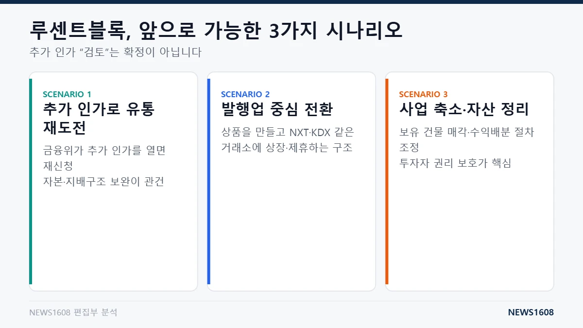 루센트블록 향후 시나리오 추가 인가 발행업 전환 사업 축소