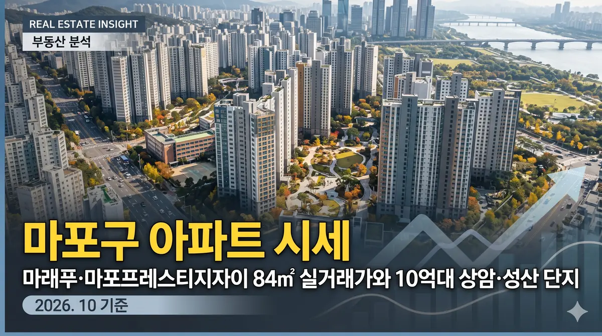 마포구 아파트 시세 2026년 10월 마포래미안푸르지오 마포프레스티지자이 상암 실거래가