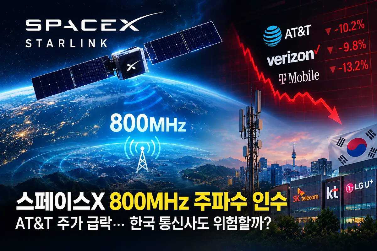 스타링크 모바일 위성 직접통신과 800MHz 지상망 결합 하이브리드 구조