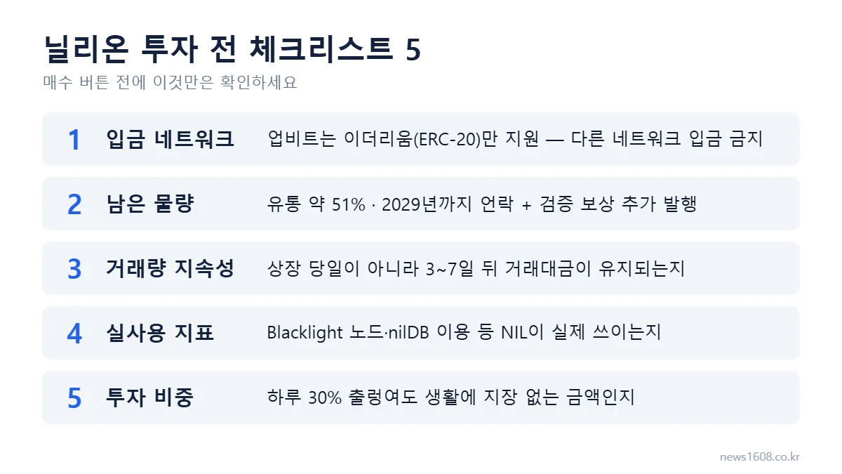 닐리온 코인 전망 - NIL 투자 전 체크리스트 5가지