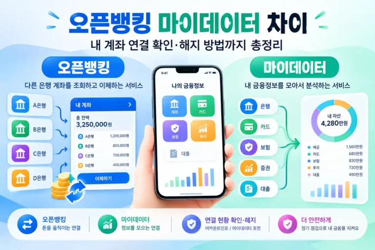오픈뱅킹 마이데이터 차이 비교 대표 이미지