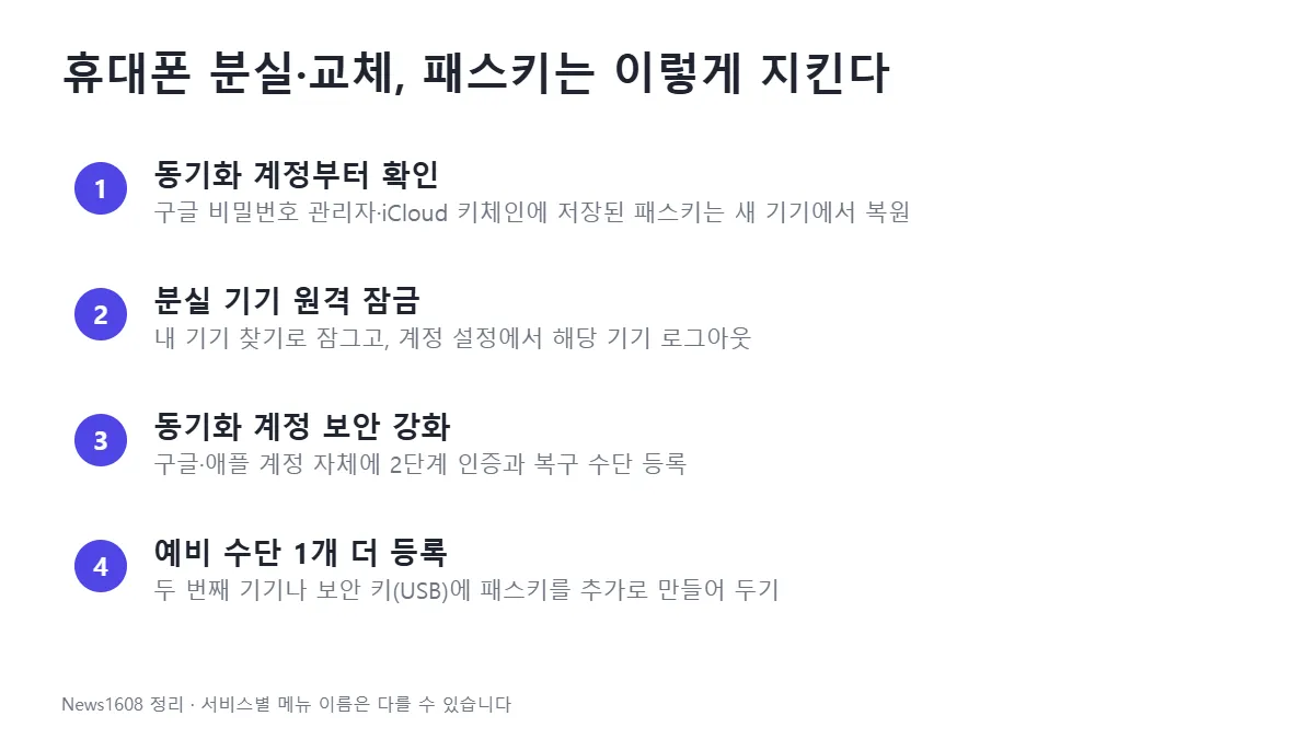 패스키 설정 후 휴대폰 분실 교체 시 대처 방법 4단계