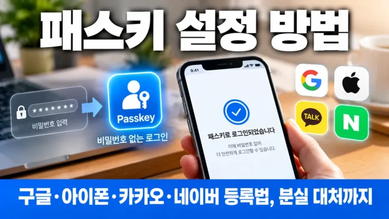 패스키 설정 방법｜비밀번호 없는 로그인 원리와 구글·아이폰·카카오·네이버 등록법, 분실 대처까지