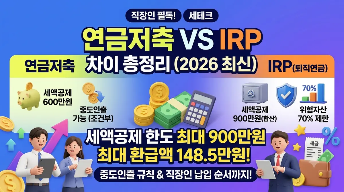 연금저축 IRP 차이 세액공제 한도 환급액 총정리