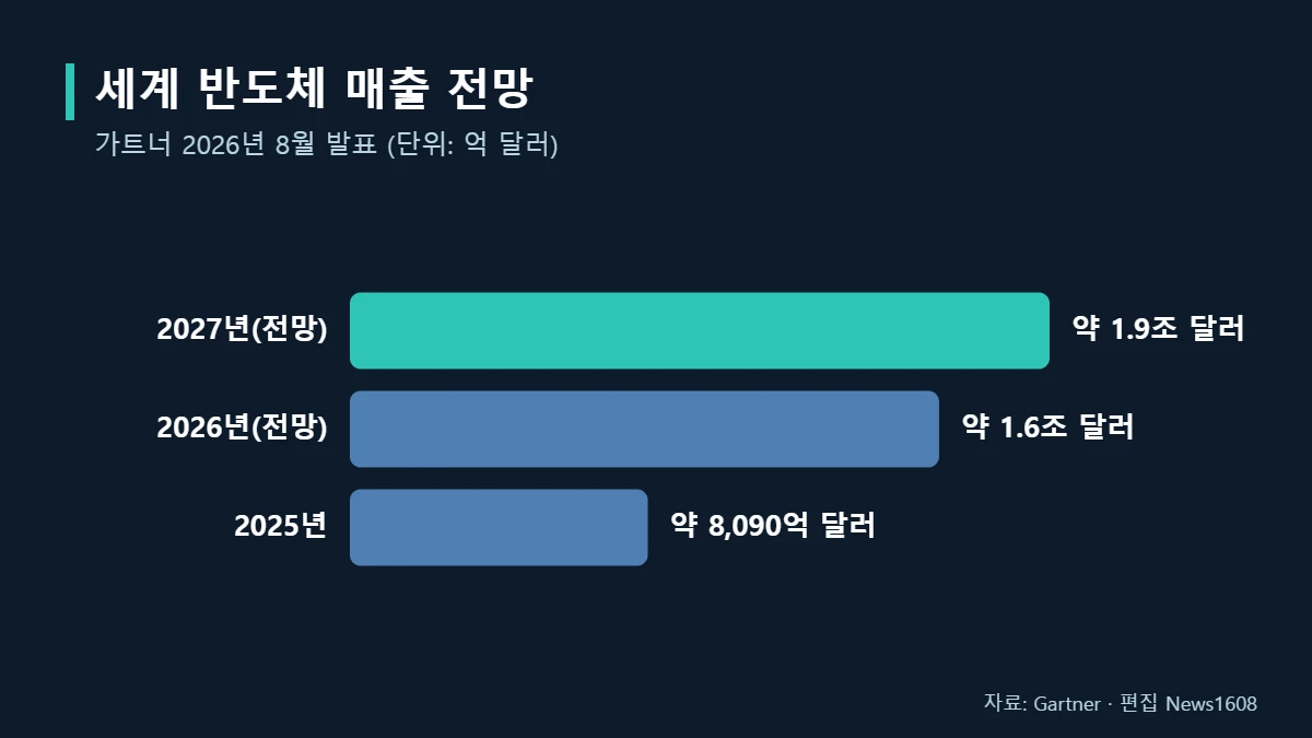 가트너 세계 반도체 매출 전망 2025 2026 2027