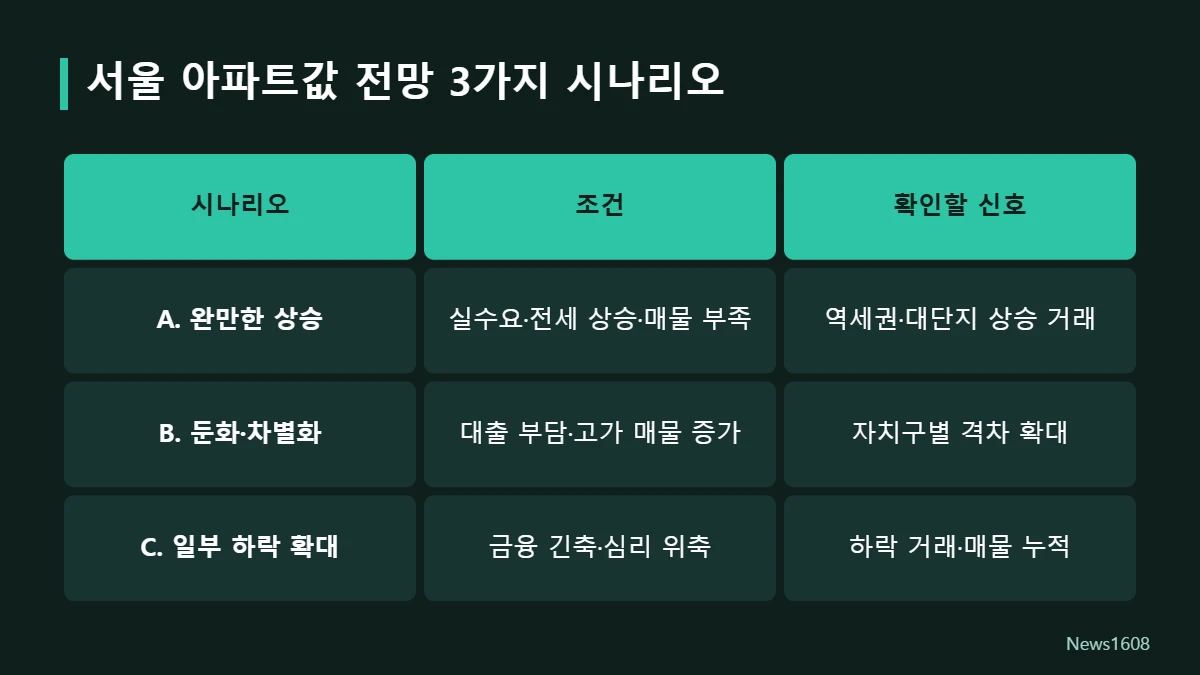 서울 아파트값 전망 세 가지 시나리오
